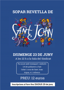 cartell sopar de sant joan 2019